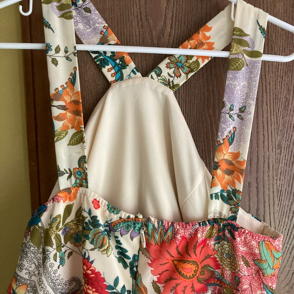 Lulu's Cream Floral Maxi Dress with Red, Orange & Green Accents - Picture 5 of 9